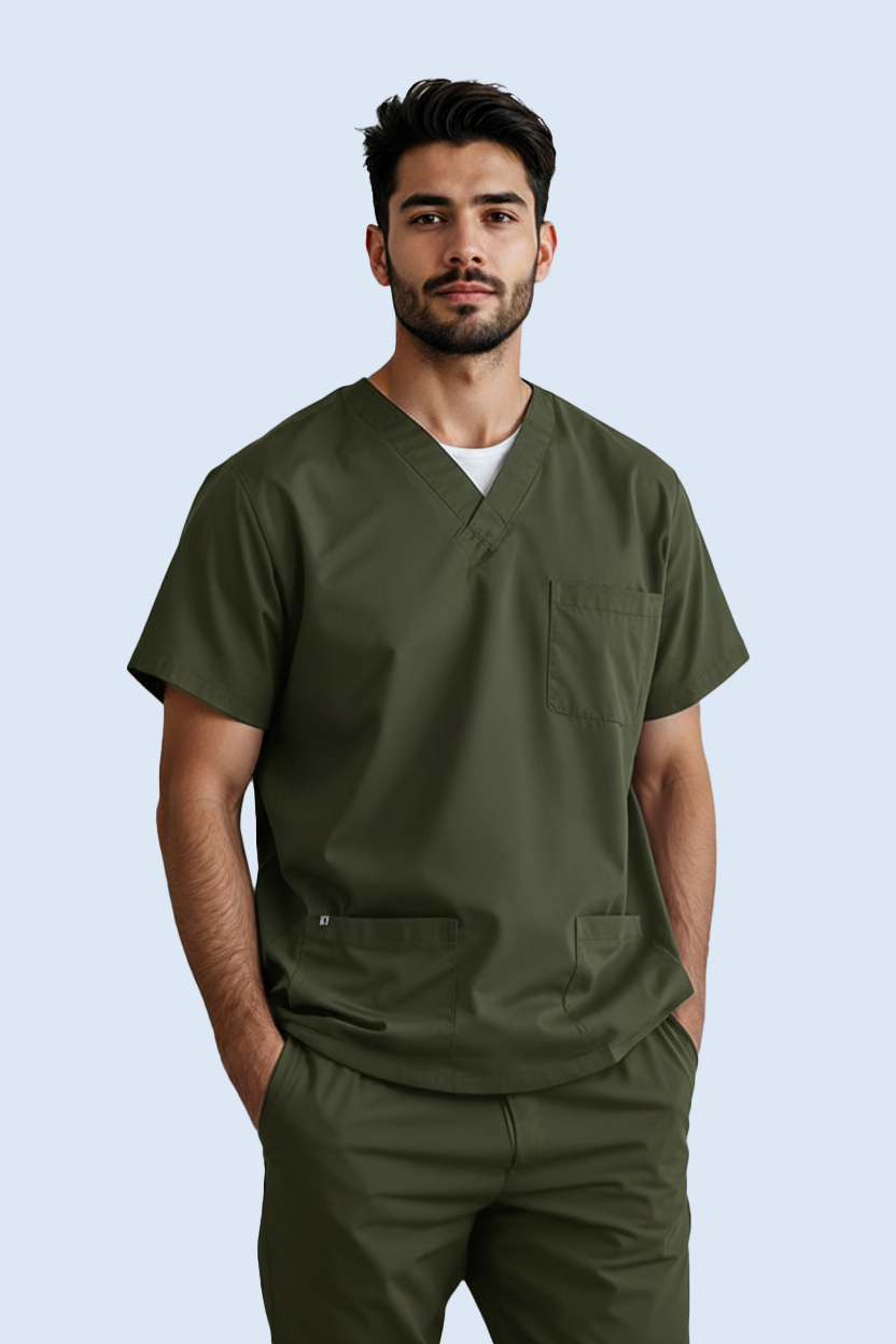 The Essential Scrub Set - Olive Green / Male Scrub Snap