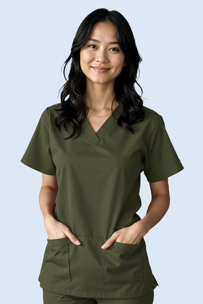 The Essential Scrub Set - Olive Green / Female Scrub Snap